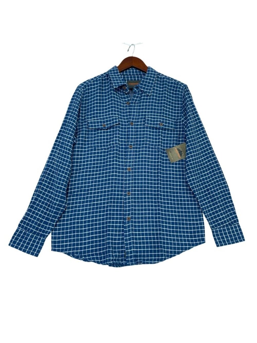 NWT Northwest Territory Men's M Blue Checkered Long Sleeve Button-Up Shirt C0749